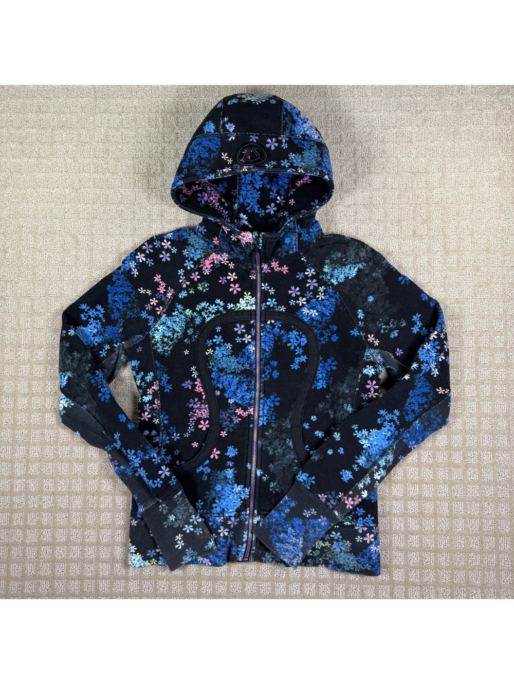 Lululemon Floral Scuba Zip Hoodie Black Women’s 8
